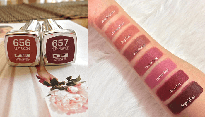 maybelline creamy matte lipstick swatches